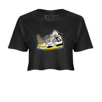 AJ4 Vivid Sulfur shirt to match jordans Dropped Ice Cream sneaker tees Air Jordan 4 Vivid Sulfur SNRT Sneaker Release Tees Black 2 crop length shirt