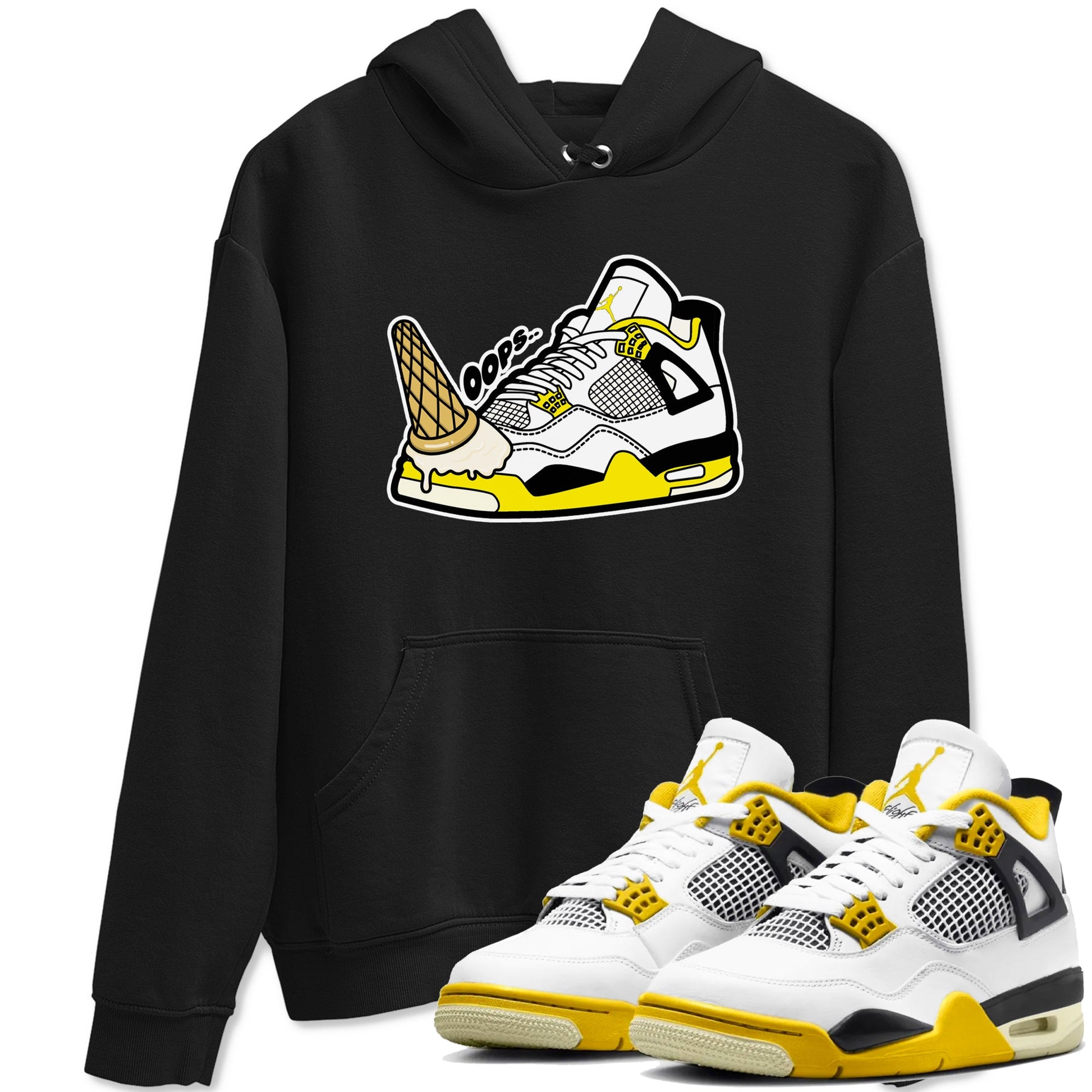AJ4 Vivid Sulfur shirt to match jordans Dropped Ice Cream sneaker tees Air Jordan 4 Vivid Sulfur SNRT Sneaker Release Tees unisex cotton Black 1 crew neck shirt