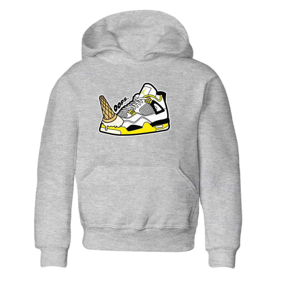 AJ4 Vivid Sulfur shirt to match jordans Dropped Ice Cream sneaker tees Air Jordan 4 Vivid Sulfur SNRT sneaker release tees baby toddler Heather Grey 2 cotton Shirt