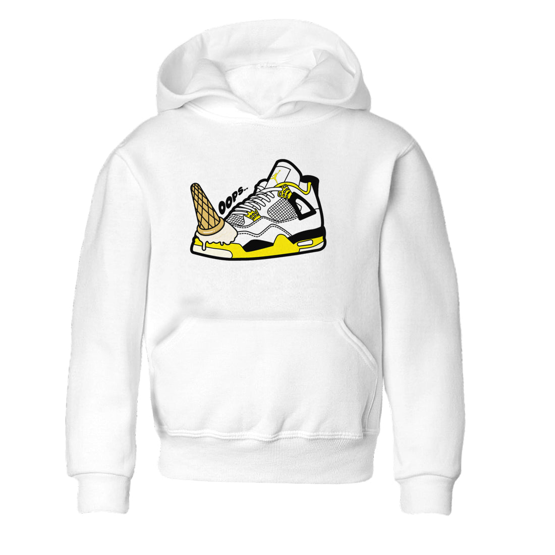 AJ4 Vivid Sulfur shirt to match jordans Dropped Ice Cream sneaker tees Air Jordan 4 Vivid Sulfur SNRT sneaker release tees baby toddler White 2 cotton Shirt