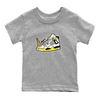 AJ4 Vivid Sulfur shirt to match jordans Dropped Ice Cream sneaker tees Air Jordan 4 Vivid Sulfur SNRT sneaker release tees baby toddler Heather Grey 2 cotton Shirt