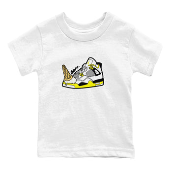 AJ4 Vivid Sulfur shirt to match jordans Dropped Ice Cream sneaker tees Air Jordan 4 Vivid Sulfur SNRT sneaker release tees baby toddler White 2 cotton Shirt