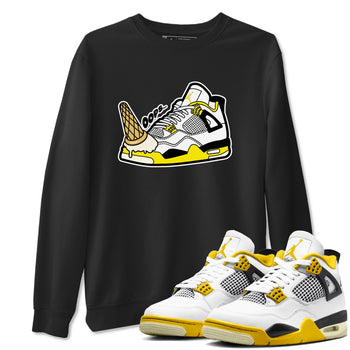 AJ4 Vivid Sulfur shirt to match jordans Dropped Ice Cream sneaker tees Air Jordan 4 Vivid Sulfur SNRT Sneaker Release Tees unisex cotton Black 1 crew neck shirt