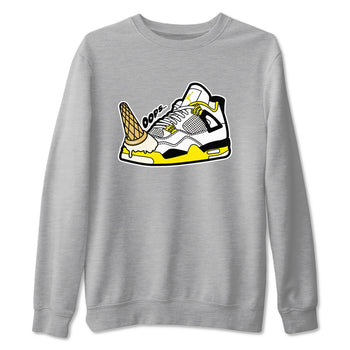 AJ4 Vivid Sulfur shirt to match jordans Dropped Ice Cream sneaker tees Air Jordan 4 Vivid Sulfur SNRT Sneaker Release Tees unisex cotton Heather Grey 2 crew neck shirt