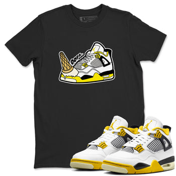 AJ4 Vivid Sulfur shirt to match jordans Dropped Ice Cream sneaker tees Air Jordan 4 Vivid Sulfur SNRT Sneaker Release Tees unisex cotton Black 1 crew neck shirt