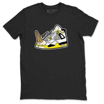 AJ4 Vivid Sulfur shirt to match jordans Dropped Ice Cream sneaker tees Air Jordan 4 Vivid Sulfur SNRT Sneaker Release Tees unisex cotton Black 2 crew neck shirt