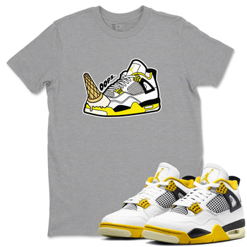 AJ4 Vivid Sulfur shirt to match jordans Dropped Ice Cream sneaker tees Air Jordan 4 Vivid Sulfur SNRT Sneaker Release Tees unisex cotton Heather Grey 1 crew neck shirt