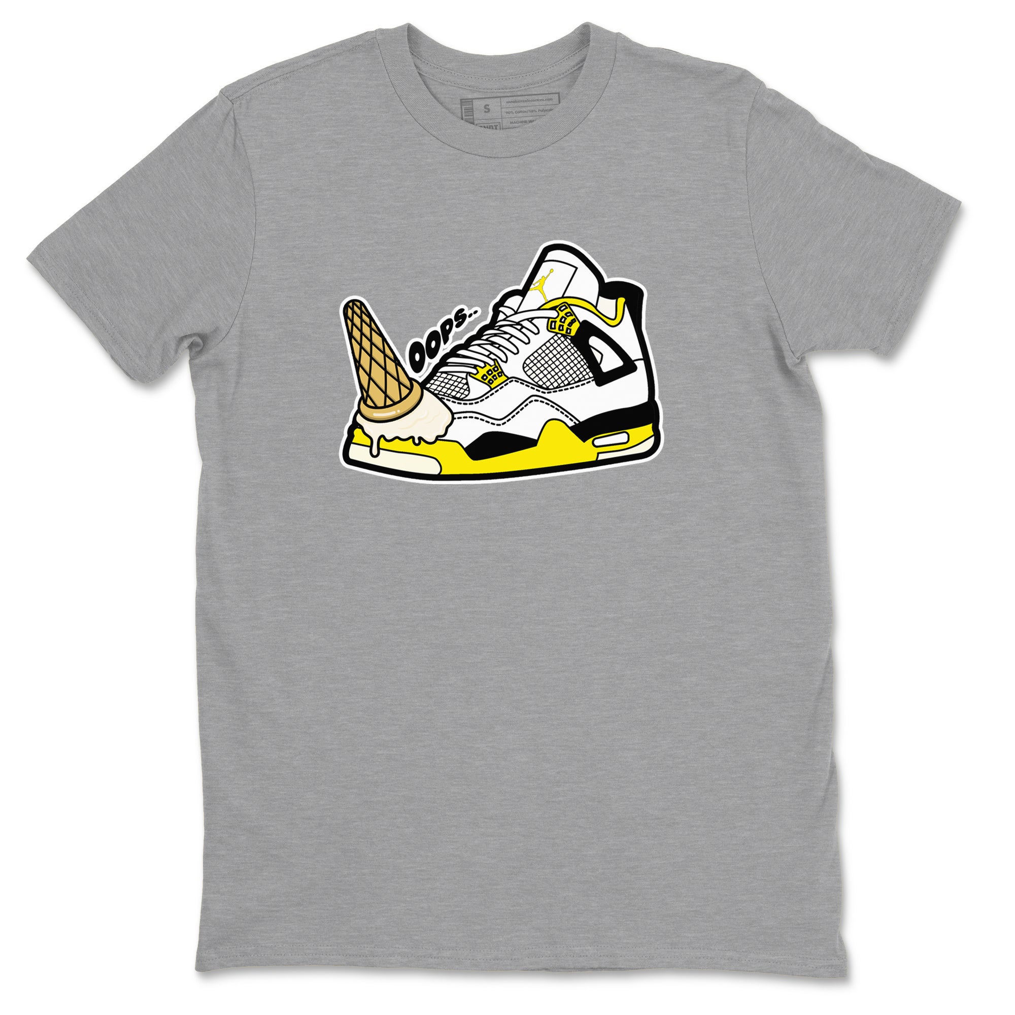 AJ4 Vivid Sulfur shirt to match jordans Dropped Ice Cream sneaker tees Air Jordan 4 Vivid Sulfur SNRT Sneaker Release Tees unisex cotton Heather Grey 2 crew neck shirt