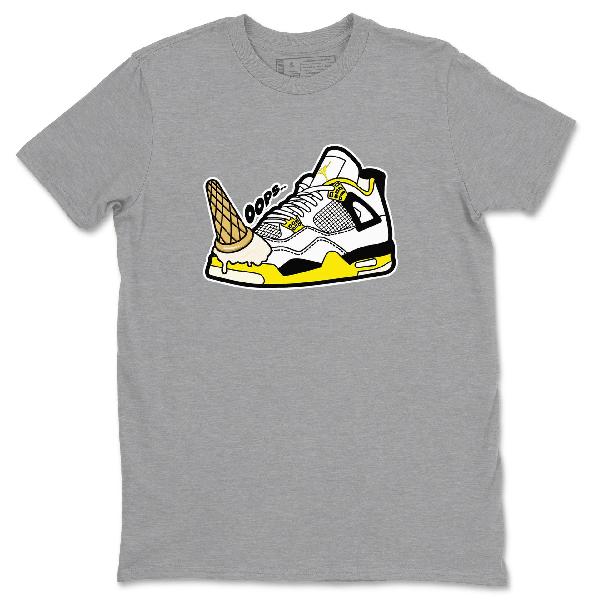 AJ4 Vivid Sulfur shirt to match jordans Dropped Ice Cream sneaker tees Air Jordan 4 Vivid Sulfur SNRT Sneaker Release Tees unisex cotton Heather Grey 2 crew neck shirt