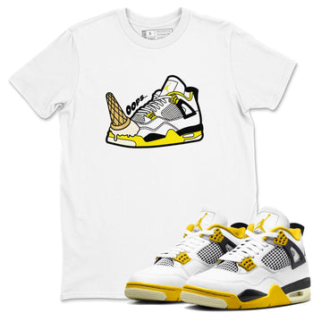AJ4 Vivid Sulfur shirt to match jordans Dropped Ice Cream sneaker tees Air Jordan 4 Vivid Sulfur SNRT Sneaker Release Tees unisex cotton White 1 crew neck shirt