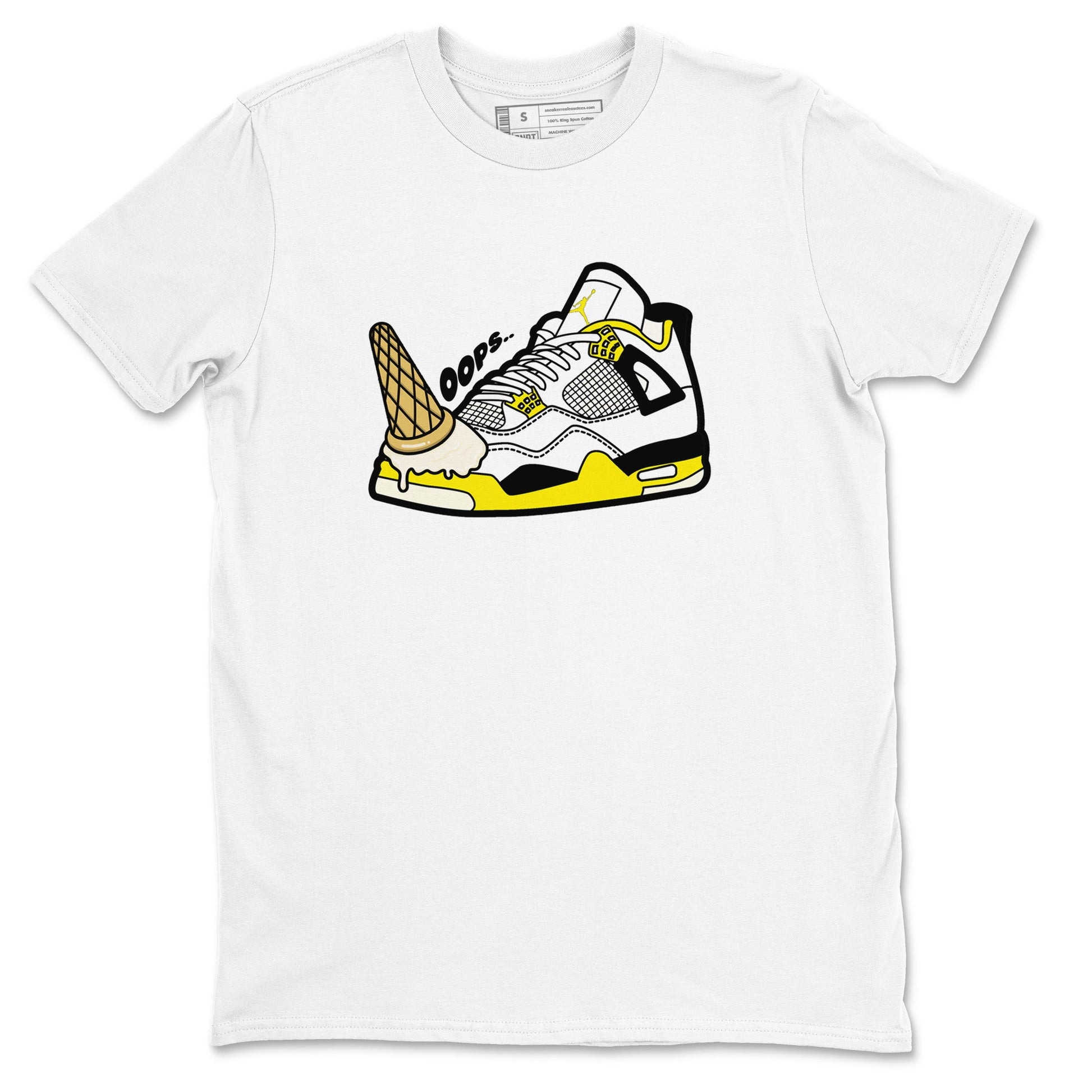 AJ4 Vivid Sulfur shirt to match jordans Dropped Ice Cream sneaker tees Air Jordan 4 Vivid Sulfur SNRT Sneaker Release Tees unisex cotton White 2 crew neck shirt