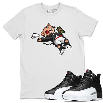 Jordan 12 Playoffs Sneaker Match Tees Drunk Teddy Bear Sneaker Tees Jordan 12 Playoffs Sneaker Release Tees Unisex Shirts