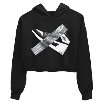 1s Black White shirt to match jordans Duct Tape sneaker tees Air Jordan 1 High OG Black White SNRT Sneaker Release Tees Black 2 crop length shirt