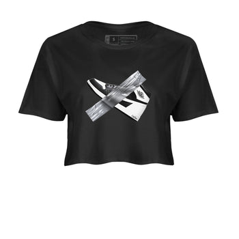 1s Black White shirt to match jordans Duct Tape sneaker tees Air Jordan 1 High OG Black White SNRT Sneaker Release Tees Black 2 crop length shirt
