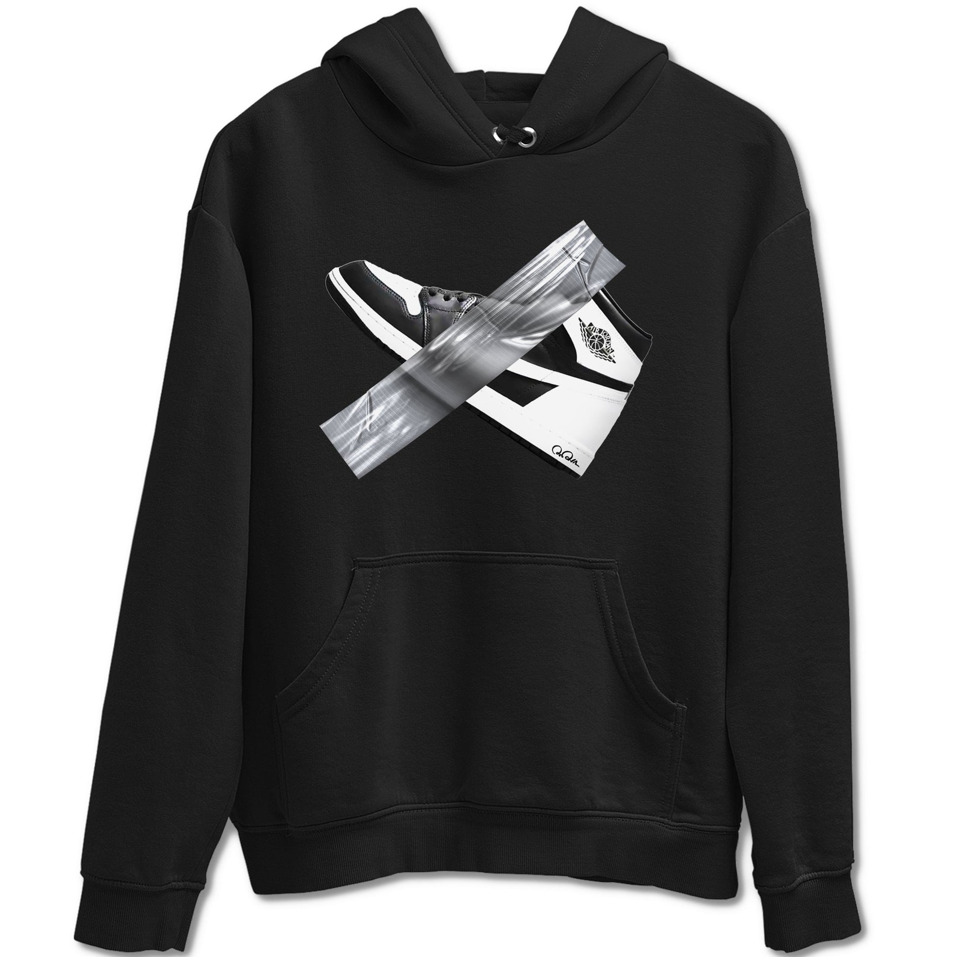 1s Black White shirt to match jordans Duct Tape sneaker tees Air Jordan 1 High OG Black White SNRT Sneaker Release Tees unisex cotton Black 2 crew neck shirt