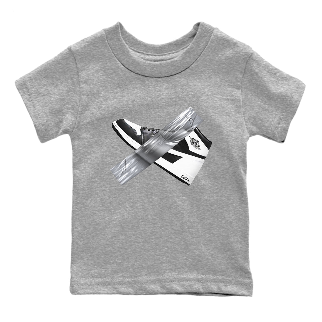 1s Black White shirt to match jordans Duct Tape sneaker tees Air Jordan 1 High OG Black White SNRT sneaker release tees baby toddler Heather Grey 2 cotton Shirt