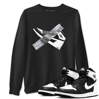 1s Black White shirt to match jordans Duct Tape sneaker tees Air Jordan 1 High OG Black White SNRT Sneaker Release Tees unisex cotton Black 1 crew neck shirt