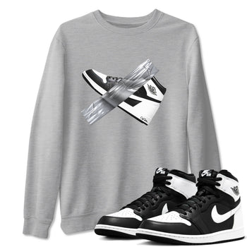 1s Black White shirt to match jordans Duct Tape sneaker tees Air Jordan 1 High OG Black White SNRT Sneaker Release Tees unisex cotton Heather Grey 1 crew neck shirt