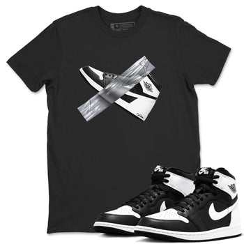 1s Black White shirt to match jordans Duct Tape sneaker tees Air Jordan 1 High OG Black White SNRT Sneaker Release Tees unisex cotton Black 1 crew neck shirt