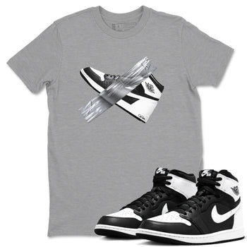 1s Black White shirt to match jordans Duct Tape sneaker tees Air Jordan 1 High OG Black White SNRT Sneaker Release Tees unisex cotton Heather Grey 1 crew neck shirt