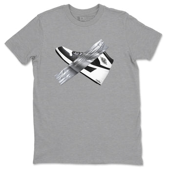 1s Black White shirt to match jordans Duct Tape sneaker tees Air Jordan 1 High OG Black White SNRT Sneaker Release Tees unisex cotton Heather Grey 2 crew neck shirt
