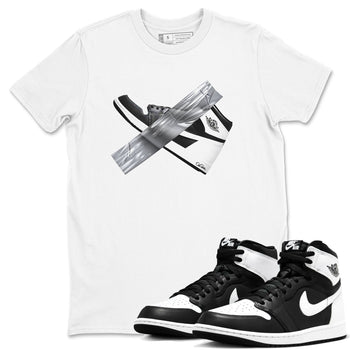 1s Black White shirt to match jordans Duct Tape sneaker tees Air Jordan 1 High OG Black White SNRT Sneaker Release Tees unisex cotton White 1 crew neck shirt