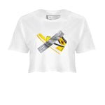 Air Jordan 1 Yellow Ochre shirt to match jordans Duct Tape sneaker tees AJ1 Yellow Ochre SNRT Sneaker Release Tees White 2 crop length shirt