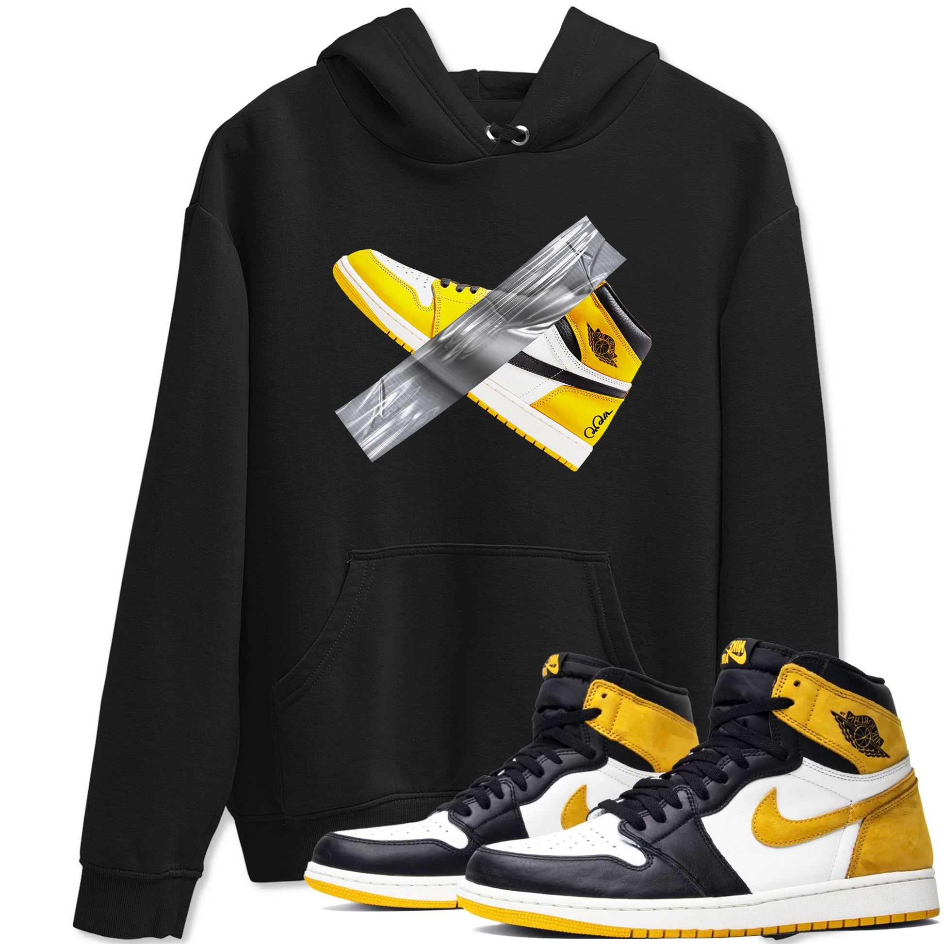 Air Jordan 1 Yellow Ochre shirt to match jordans Duct Tape sneaker tees AJ1 Yellow Ochre SNRT Sneaker Release Tees unisex cotton Black 1 crew neck shirt