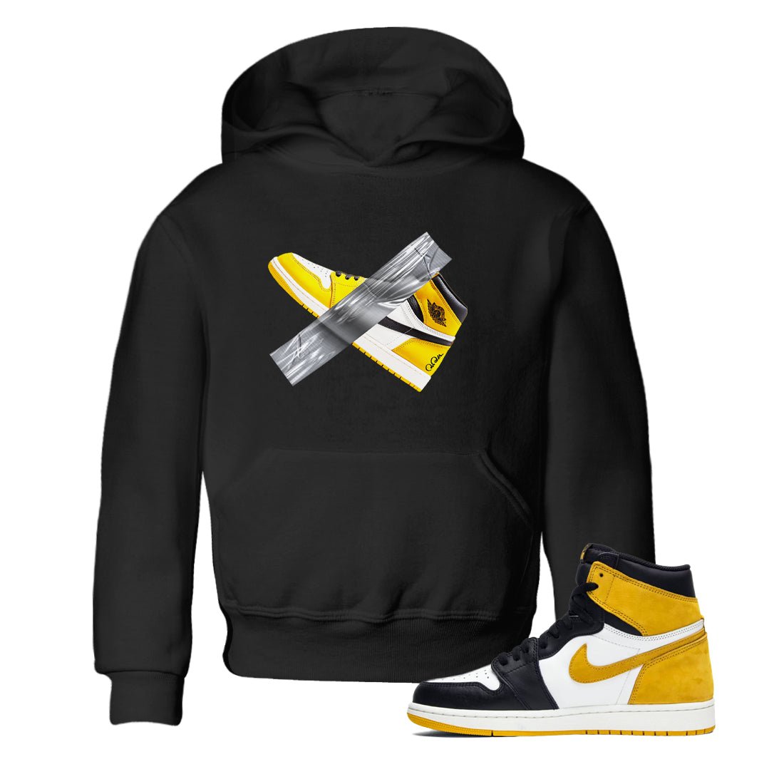 Air Jordan 1 Yellow Ochre shirt to match jordans Duct Tape sneaker tees AJ1 Yellow Ochre SNRT sneaker release tees baby toddler Black 1 cotton Shirt