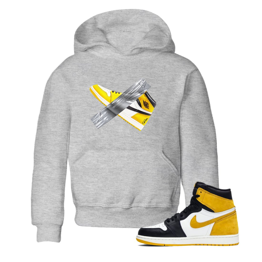 Air Jordan 1 Yellow Ochre shirt to match jordans Duct Tape sneaker tees AJ1 Yellow Ochre SNRT sneaker release tees baby toddler Heather Grey 1 cotton Shirt