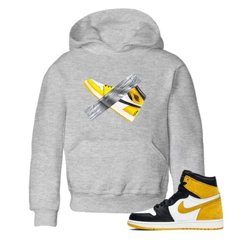 Air Jordan 1 Yellow Ochre shirt to match jordans Duct Tape sneaker tees AJ1 Yellow Ochre SNRT sneaker release tees baby toddler Heather Grey 1 cotton Shirt