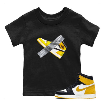 Air Jordan 1 Yellow Ochre shirt to match jordans Duct Tape sneaker tees AJ1 Yellow Ochre SNRT sneaker release tees baby toddler Black 1 cotton Shirt