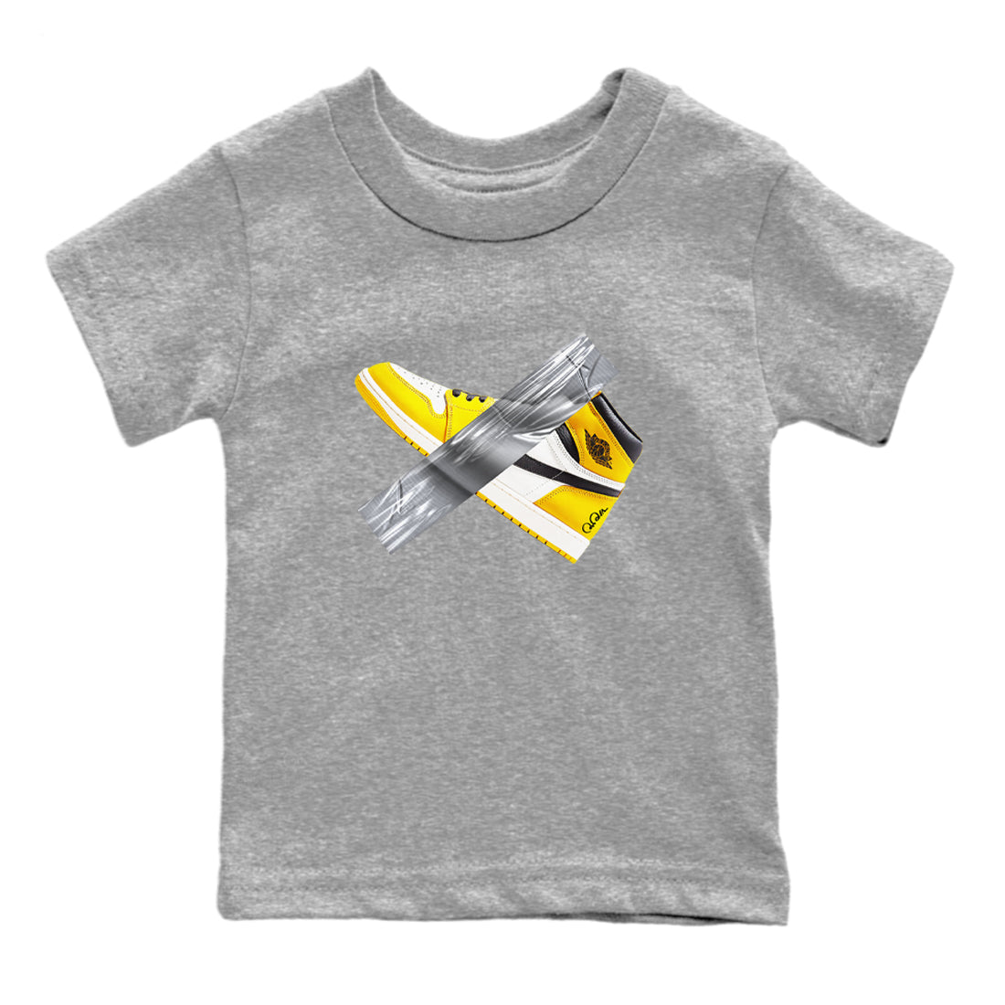 Air Jordan 1 Yellow Ochre shirt to match jordans Duct Tape sneaker tees AJ1 Yellow Ochre SNRT sneaker release tees baby toddler Heather Grey 2 cotton Shirt