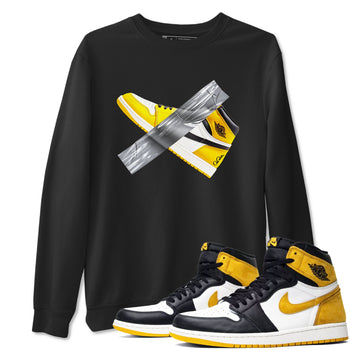 Air Jordan 1 Yellow Ochre shirt to match jordans Duct Tape sneaker tees AJ1 Yellow Ochre SNRT Sneaker Release Tees unisex cotton Black 1 crew neck shirt