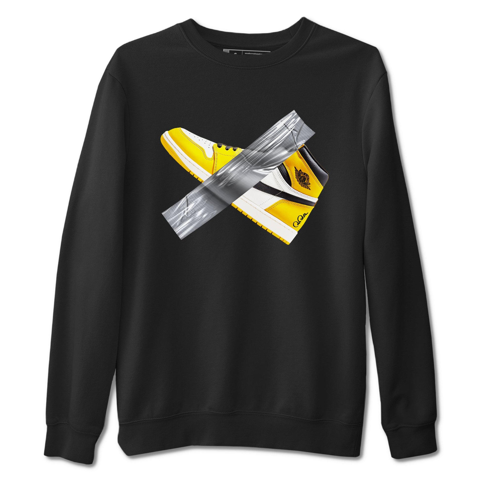 Air Jordan 1 Yellow Ochre shirt to match jordans Duct Tape sneaker tees AJ1 Yellow Ochre SNRT Sneaker Release Tees unisex cotton Black 2 crew neck shirt
