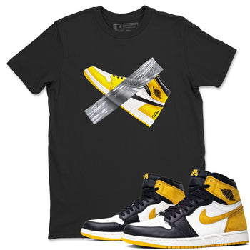 Air Jordan 1 Yellow Ochre shirt to match jordans Duct Tape sneaker tees AJ1 Yellow Ochre SNRT Sneaker Release Tees unisex cotton Black 1 crew neck shirt