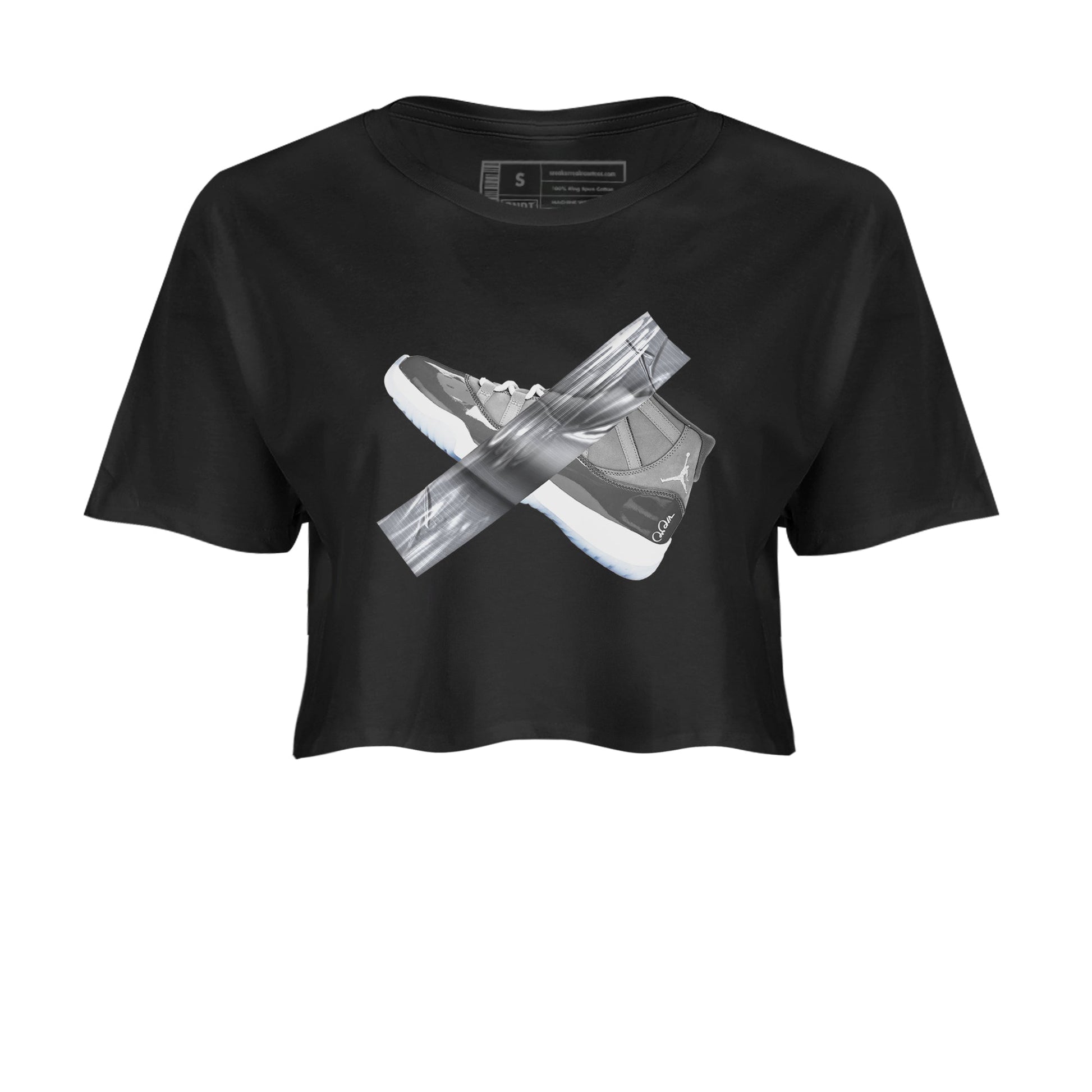 Air Jordan 11 Cool Grey shirt to match jordans Duct Tape sneaker tees AJ11 Cool Grey SNRT Sneaker Release Tees Black 2 crop length shirt