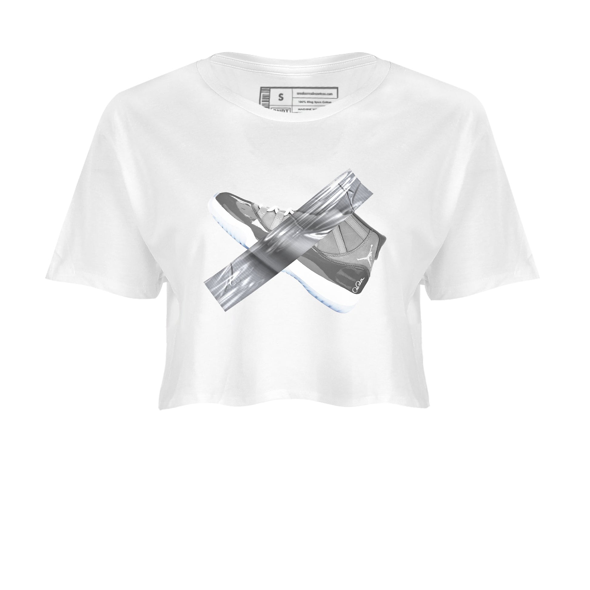Air Jordan 11 Cool Grey shirt to match jordans Duct Tape sneaker tees AJ11 Cool Grey SNRT Sneaker Release Tees White 2 crop length shirt
