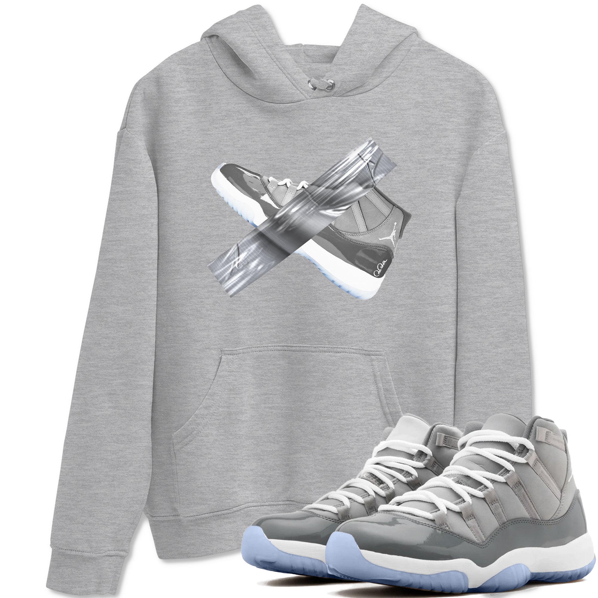 Air Jordan 11 Cool Grey shirt to match jordans Duct Tape sneaker tees AJ11 Cool Grey SNRT Sneaker Release Tees unisex cotton Heather Grey 1 crew neck shirt