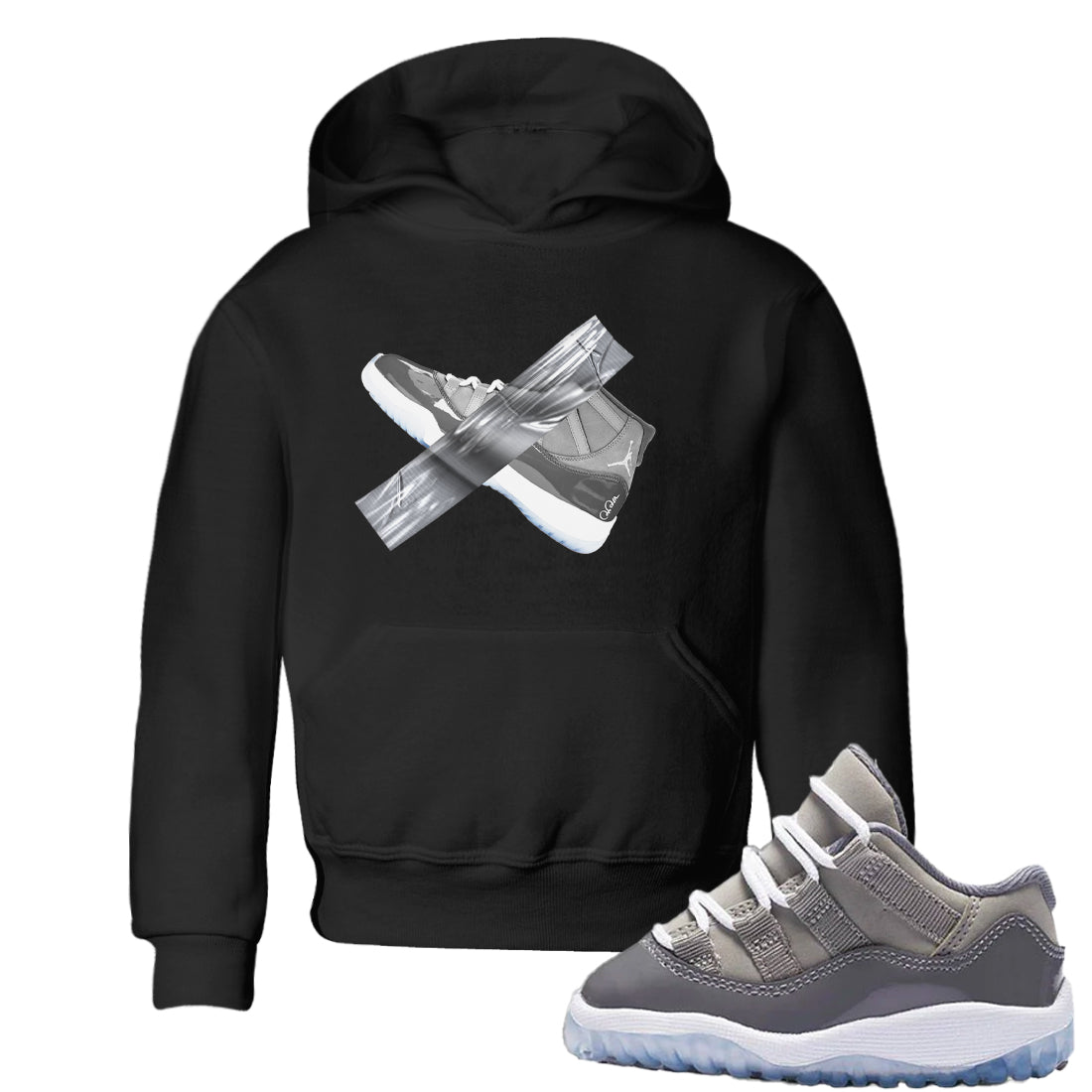 Air Jordan 11 Cool Grey shirt to match jordans Duct Tape sneaker tees AJ11 Cool Grey SNRT sneaker release tees baby toddler Black 1 cotton Shirt
