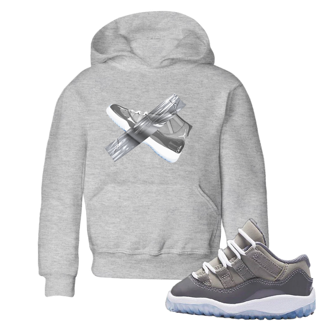 Air Jordan 11 Cool Grey shirt to match jordans Duct Tape sneaker tees AJ11 Cool Grey SNRT sneaker release tees baby toddler Heather Grey 1 cotton Shirt