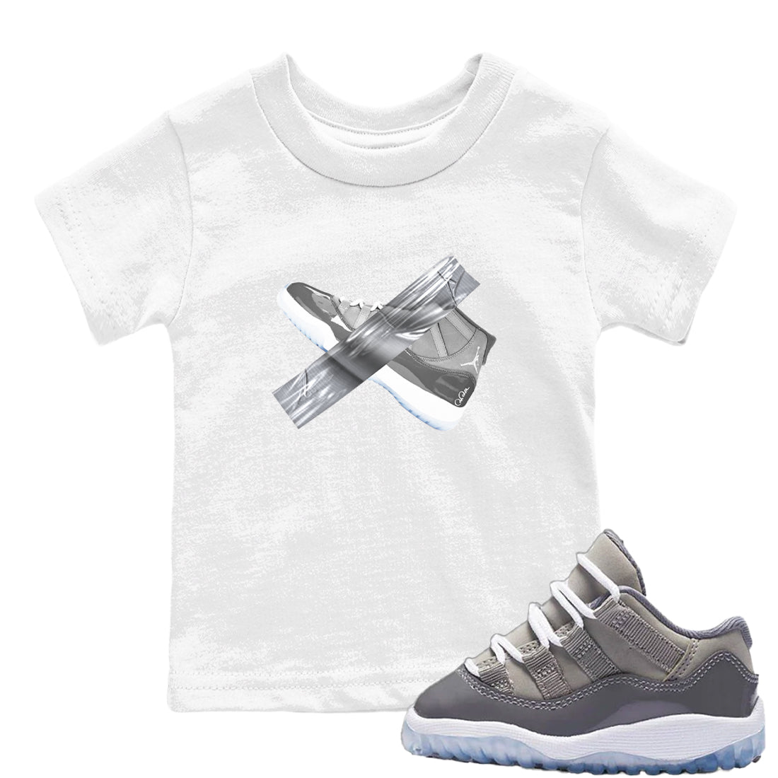 Air Jordan 11 Cool Grey shirt to match jordans Duct Tape sneaker tees AJ11 Cool Grey SNRT sneaker release tees baby toddler White 1 cotton Shirt