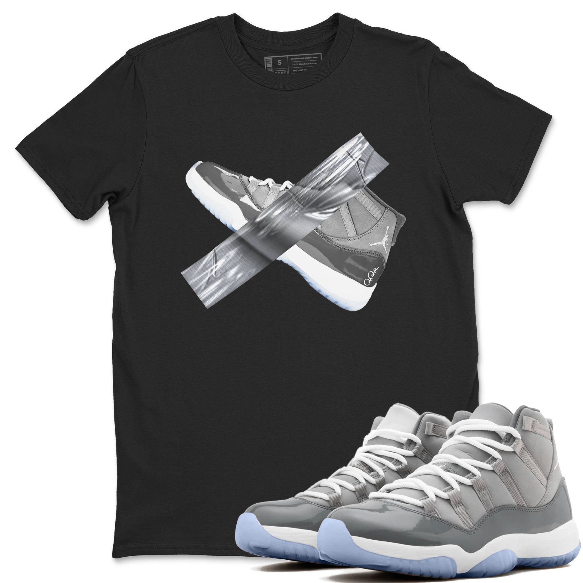 Air Jordan 11 Cool Grey shirt to match jordans Duct Tape sneaker tees AJ11 Cool Grey SNRT Sneaker Release Tees unisex cotton Black 1 crew neck shirt