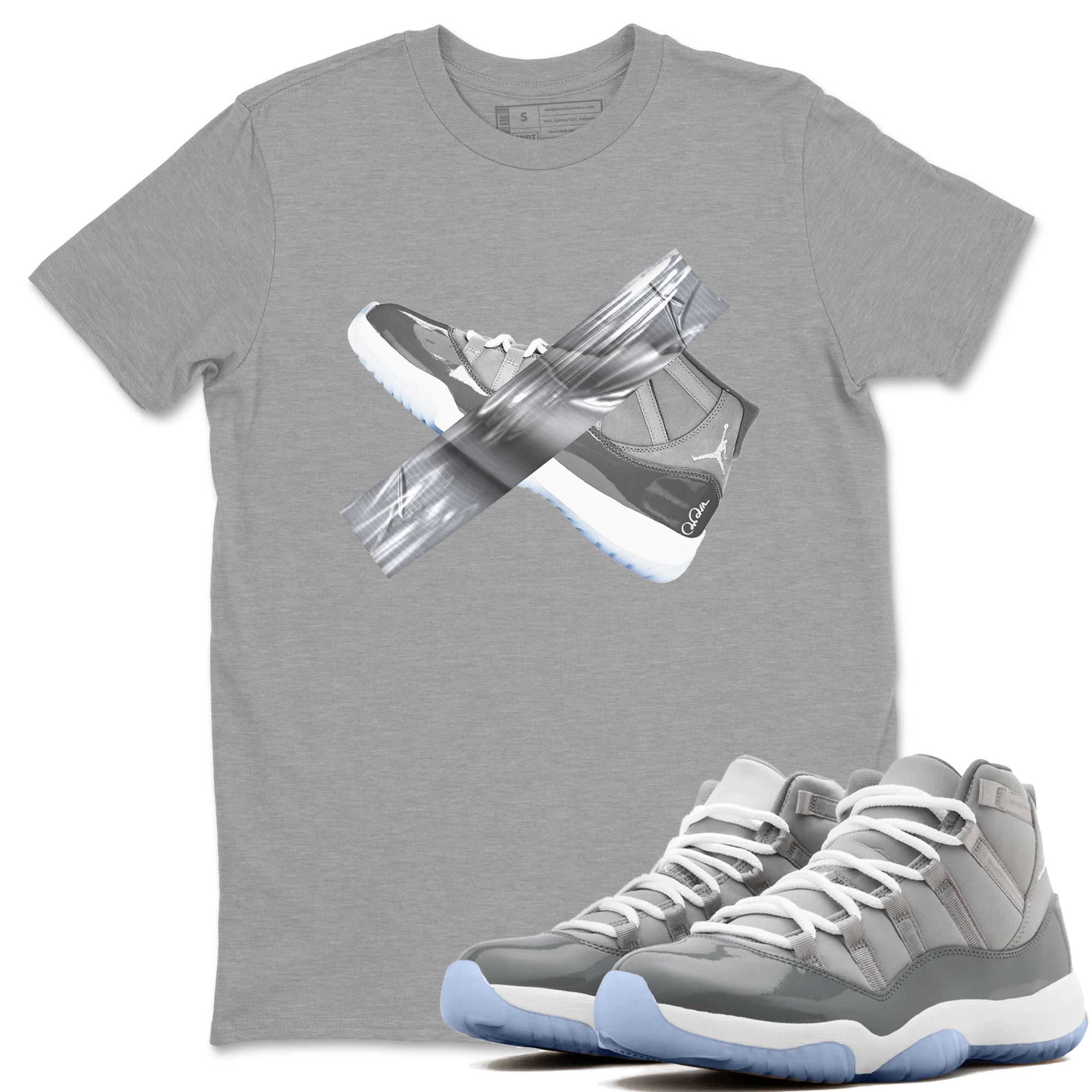 Air Jordan 11 Cool Grey shirt to match jordans Duct Tape sneaker tees AJ11 Cool Grey SNRT Sneaker Release Tees unisex cotton Heather Grey 1 crew neck shirt