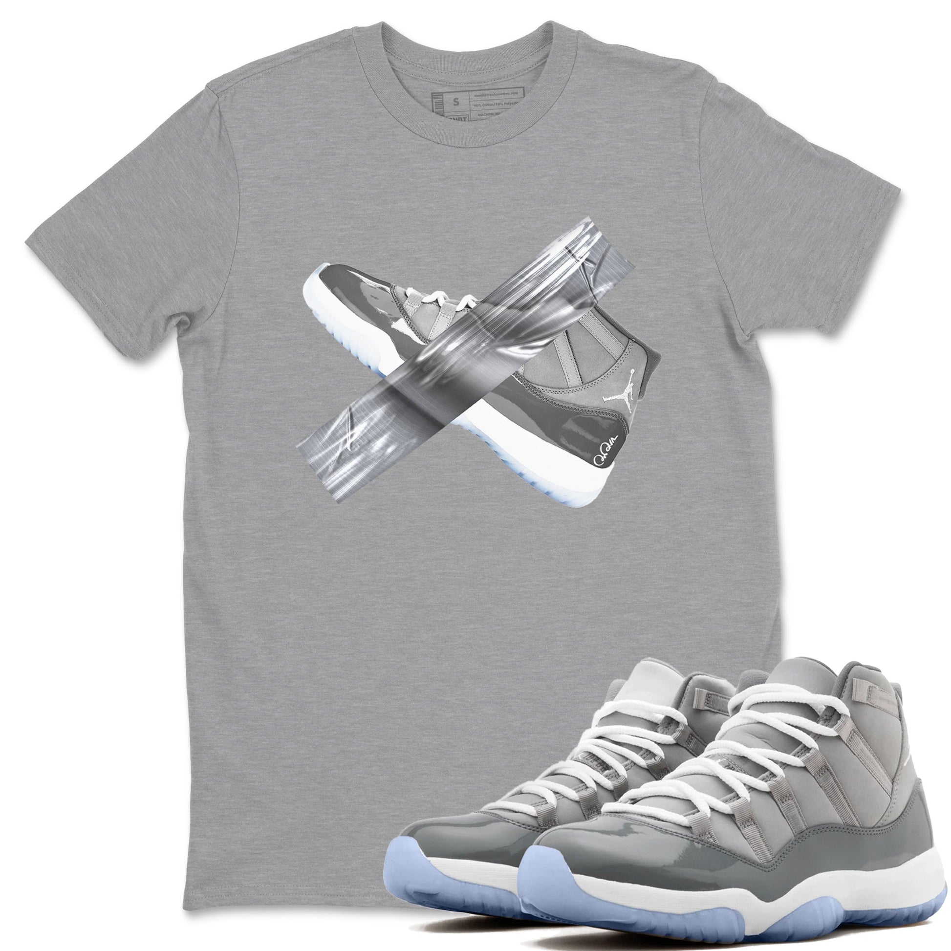 Air Jordan 11 Cool Grey shirt to match jordans Duct Tape sneaker tees AJ11 Cool Grey SNRT Sneaker Release Tees unisex cotton Heather Grey 1 crew neck shirt