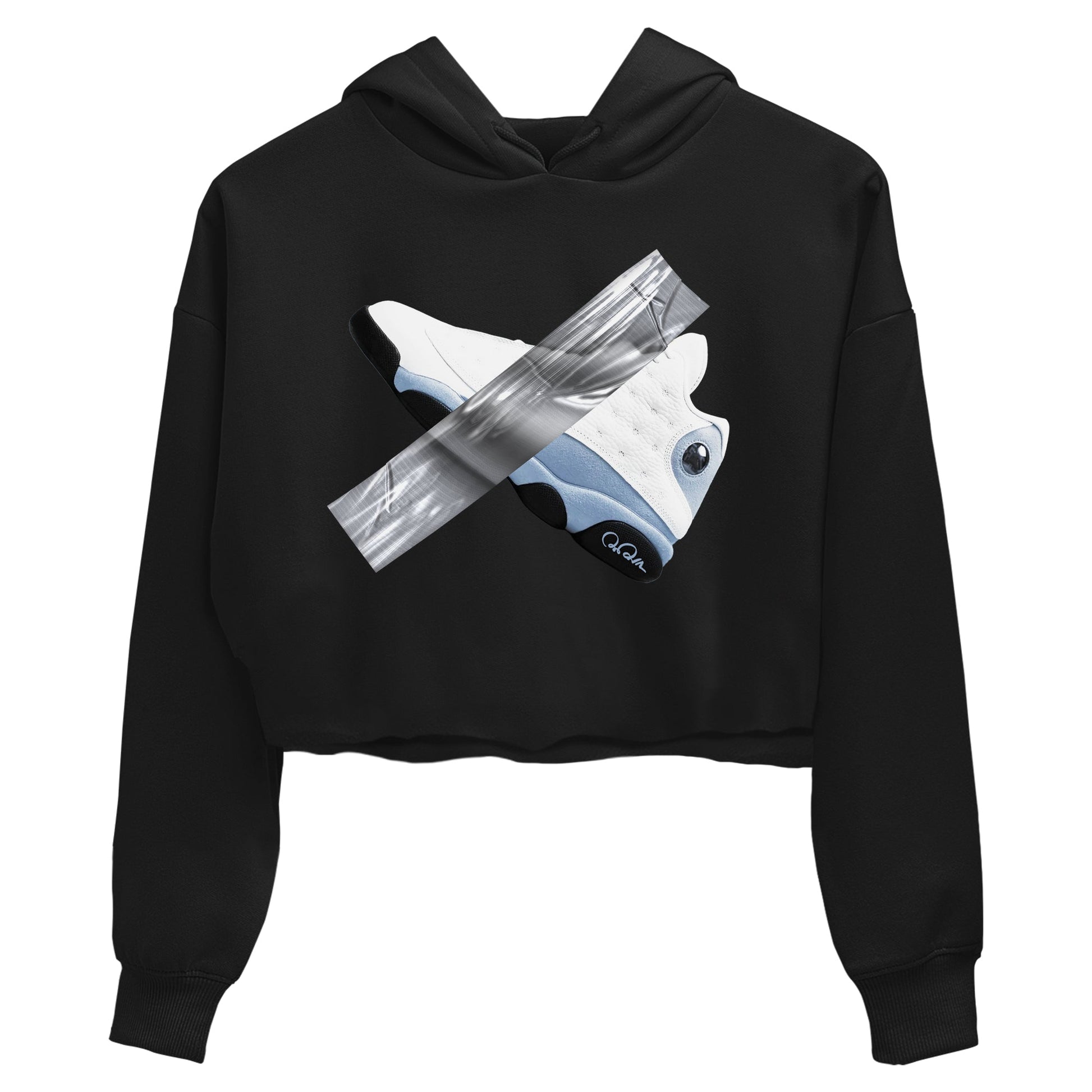 Air Jordan 13 Blue Grey shirt to match jordans Duct Tape sneaker tees AJ13 Blue Grey SNRT Sneaker Release Tees Black 2 crop length shirt