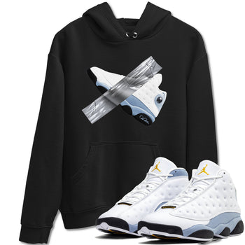 Air Jordan 13 Blue Grey shirt to match jordans Duct Tape sneaker tees AJ13 Blue Grey SNRT Sneaker Release Tees unisex cotton Black 1 crew neck shirt