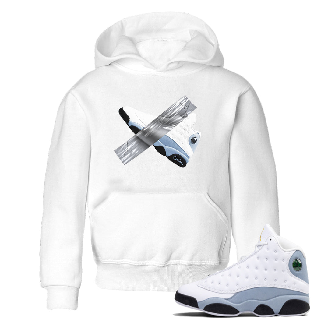 Air Jordan 13 Blue Grey shirt to match jordans Duct Tape sneaker tees AJ13 Blue Grey SNRT sneaker release tees baby toddler White 1 cotton Shirt