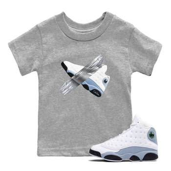 Air Jordan 13 Blue Grey shirt to match jordans Duct Tape sneaker tees AJ13 Blue Grey SNRT sneaker release tees baby toddler Heather Grey 1 cotton Shirt
