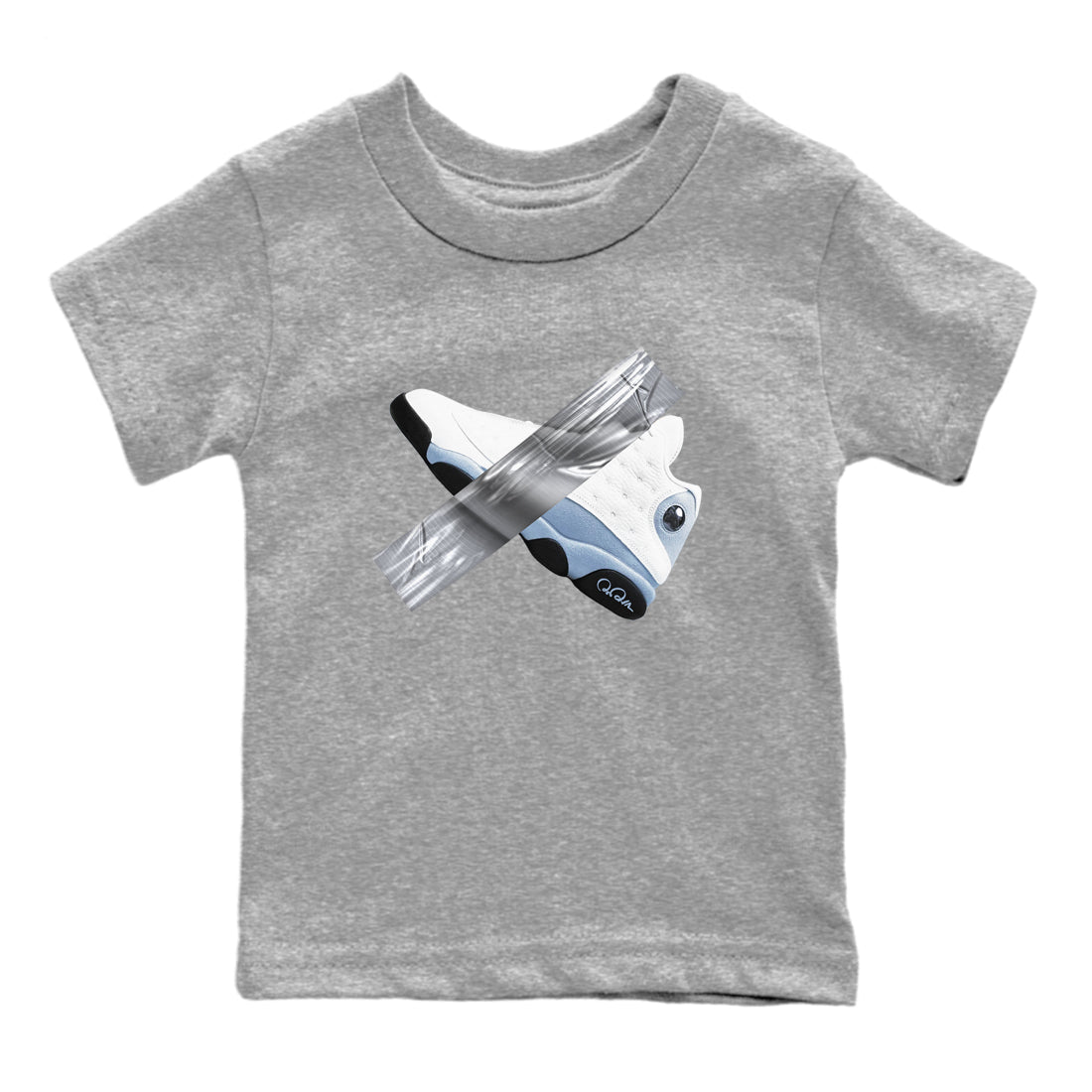 Air Jordan 13 Blue Grey shirt to match jordans Duct Tape sneaker tees AJ13 Blue Grey SNRT sneaker release tees baby toddler Heather Grey 2 cotton Shirt